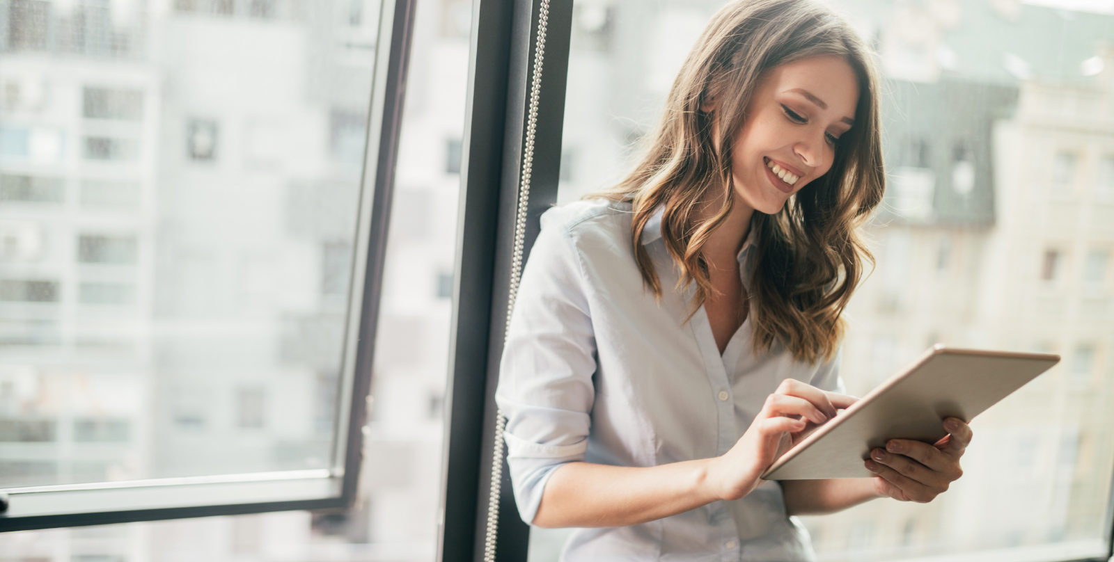 Business woman on tablet