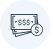 Icon of cash with $ sign coin